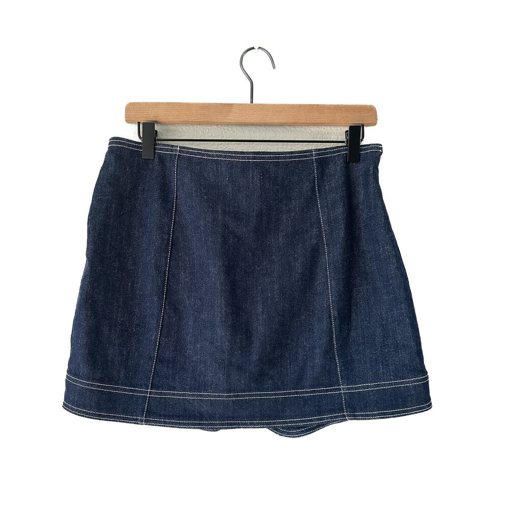 Pilcro Anthropologie NWT Dark Wash Denim Button Front Mini Skirt M - Picture 3 of 8
